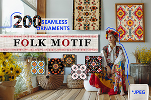 Ukrainian Folk Seamless Patterns Set