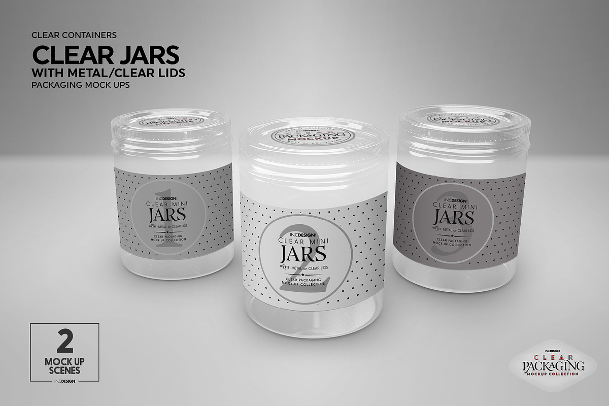 Jars with Metal /Clear Lids Mockup, a Packaging Mockup by INCDesign (Photo 7 of 13)