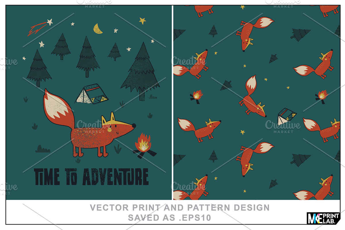 FOX CONCEPT PRINT AND PATTERN DESIGN, an Illustration by MKE Print Lab.