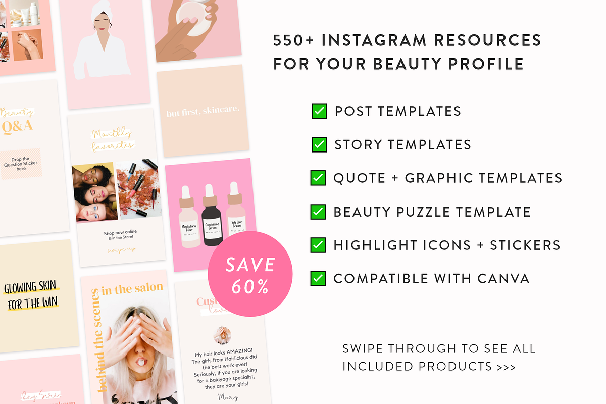 Beauty Instagram Template Bundle, a Social Media Template by My Social ...