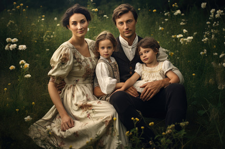 Young family with two children in th, a Photo by Iftikhar Alam