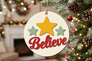 Believe Bauble Laser Cut Wood File, an Object Graphic by Libby Wishes (Thumbnail 2 of 3)