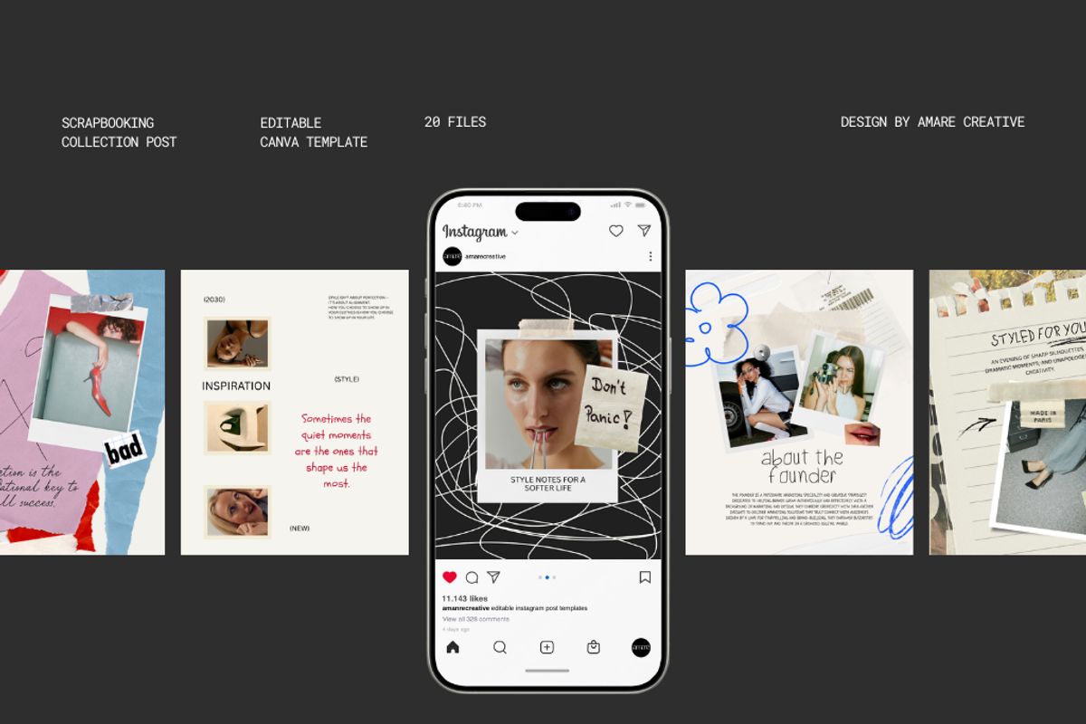 20 Scrapbooking Instagram Post Canva, a Social Media Template by Amaré Creative (Photo 1 of 8)