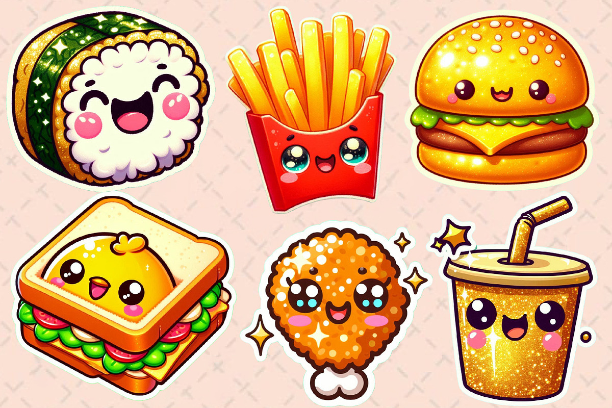 Fast Food Sticker Clipart Bundle, an Illustration by Designworld (Photo 4 of 5)