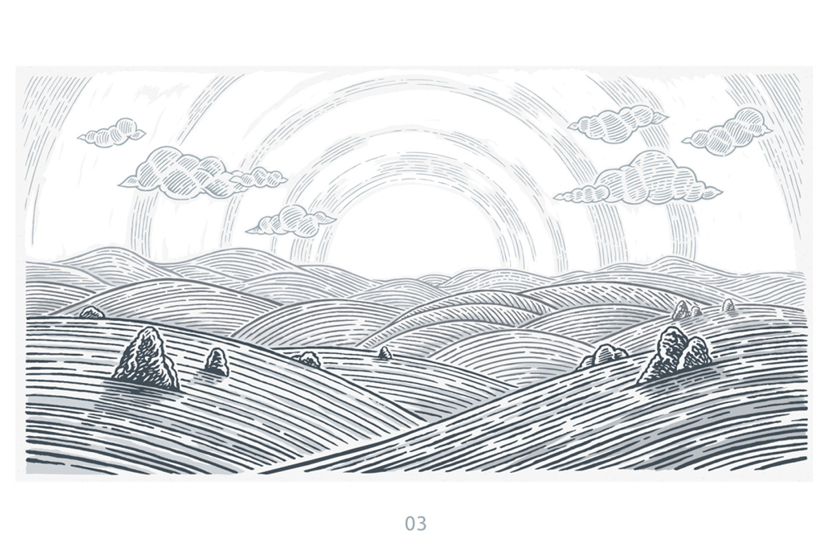 Landscape with green hills and mount, a Seasonal Illustration by Countryside life (Photo 5 of 9)