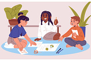 Kids studying, doing homework set, an Education Illustration by PaperTrident (Thumbnail 2 of 8)