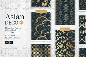 Asian Deco Vol.2 : Seamless Art Deco, a Pattern Graphic by AsianElements