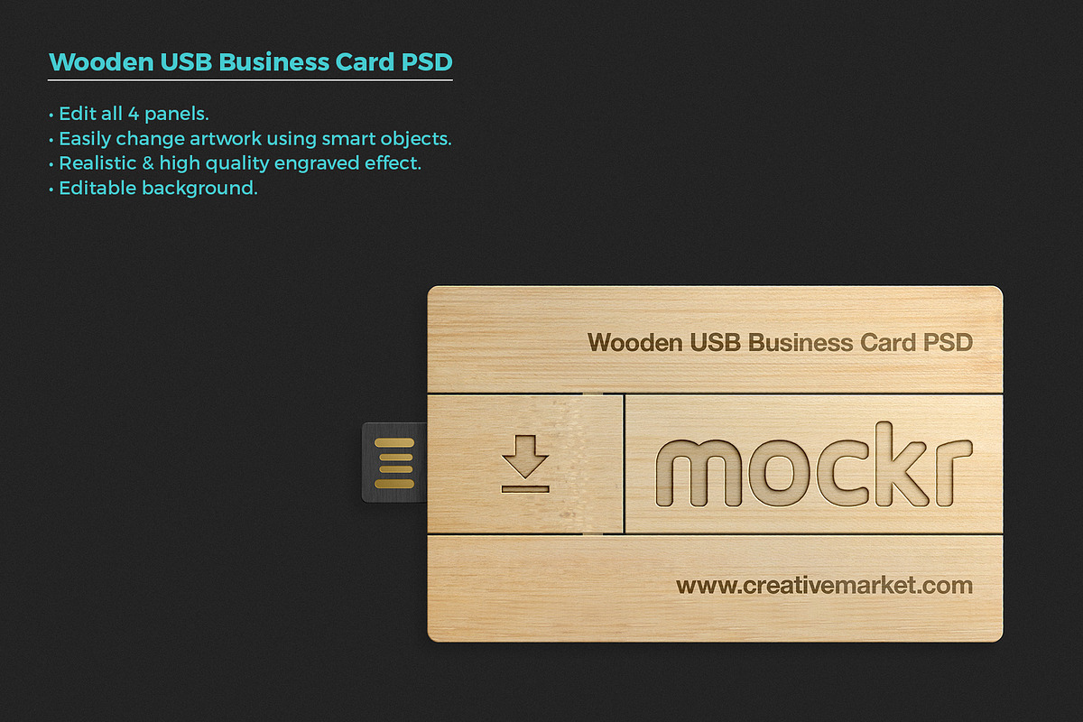 Wooden Usb Business Card Mockup Psd, a Print Template by Mokr (Photo 1 of 2)