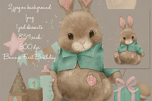 Baby Bunny First Birthday Clipart