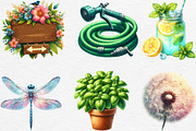 Summer Garden Watercolor Clipart, an Illustration by Black Bird Studio (Thumbnail 6 of 6)