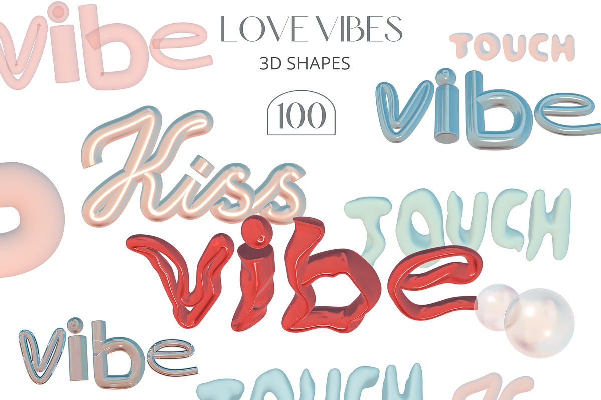 Love Vibes Gradients 3D Shapes, an Object Graphic by Cat In Colour (Photo 10 of 18)