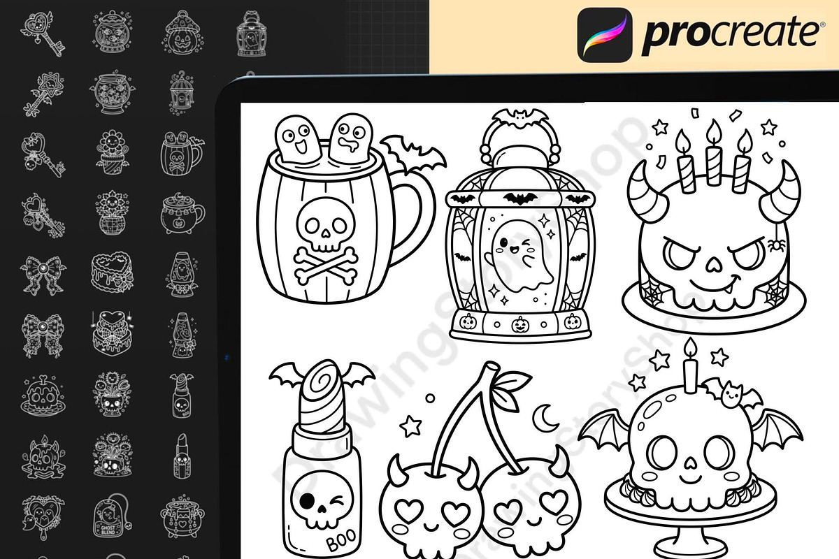 200 Procreate Halloween Stamps, a Brush Add-On by DrawingStoryShop (Photo 4 of 6)