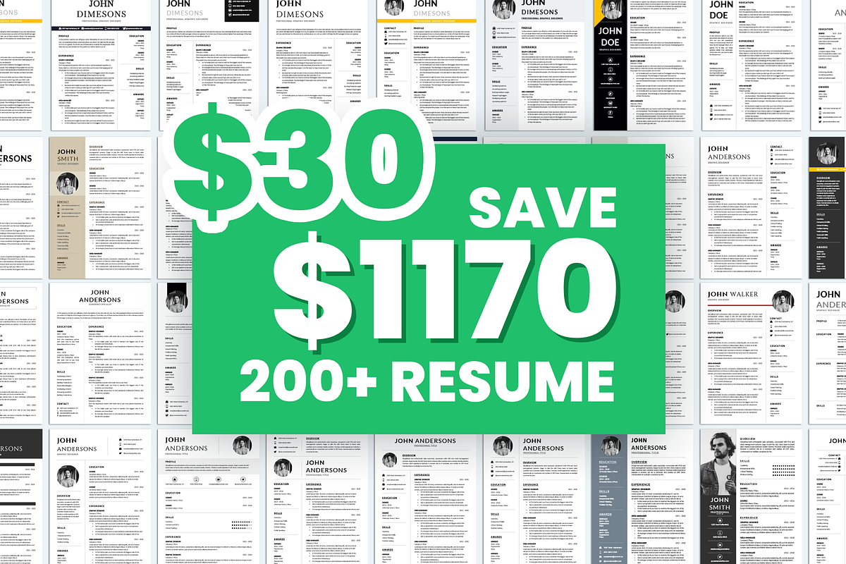 Resume & CV whole shop bundle, a Resume Template by paulresume (Photo 1 of 9)