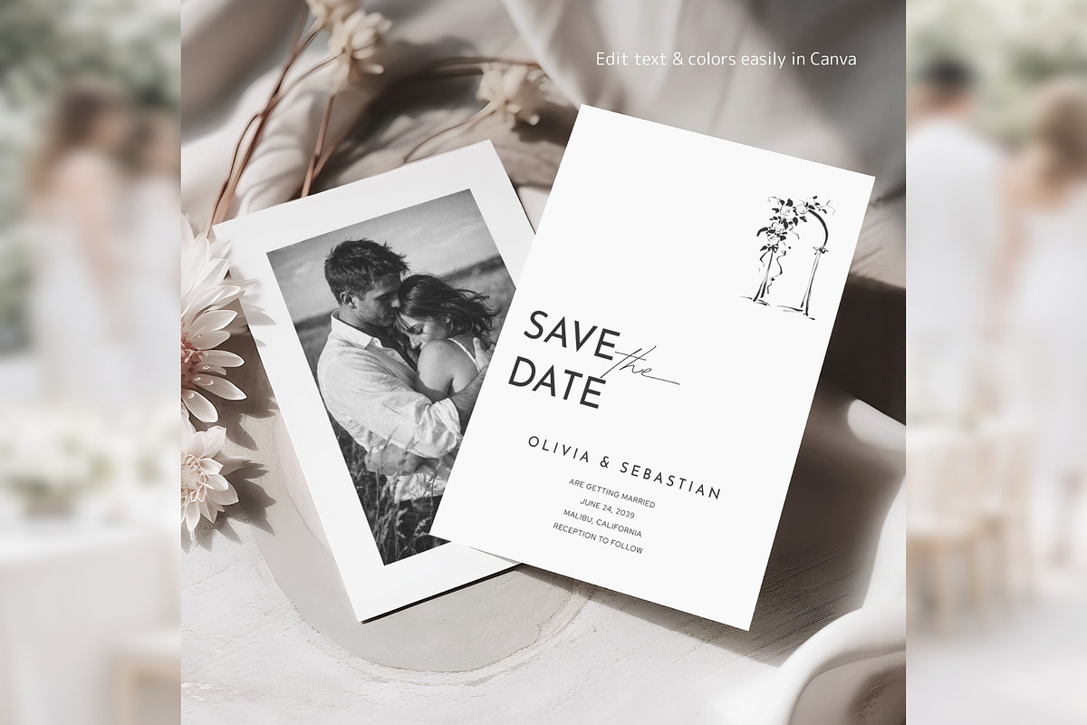 Botanical Save the Date Canva bd011, an Invitation Template by TyphoonStudio (Photo 7 of 10)