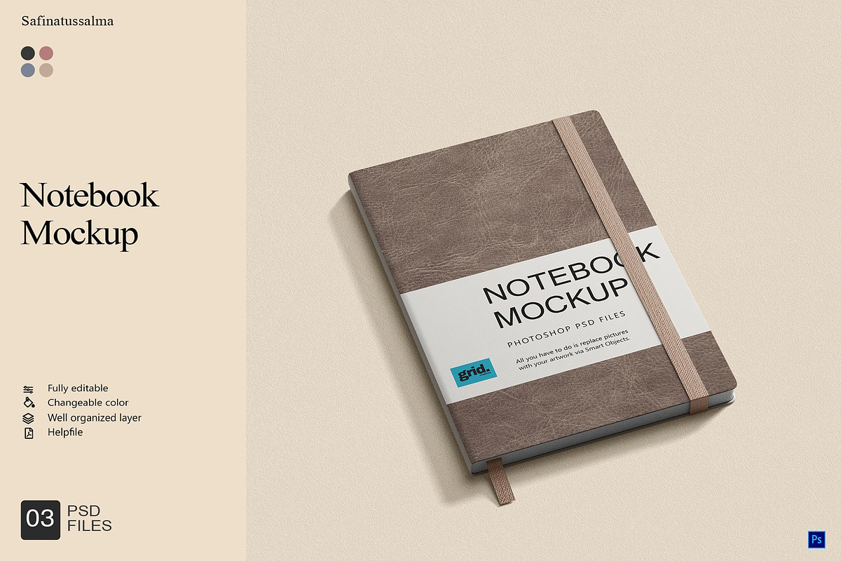 Notebook Mockup, a Product Mockup by Sweetdady (Photo 1 of 5)