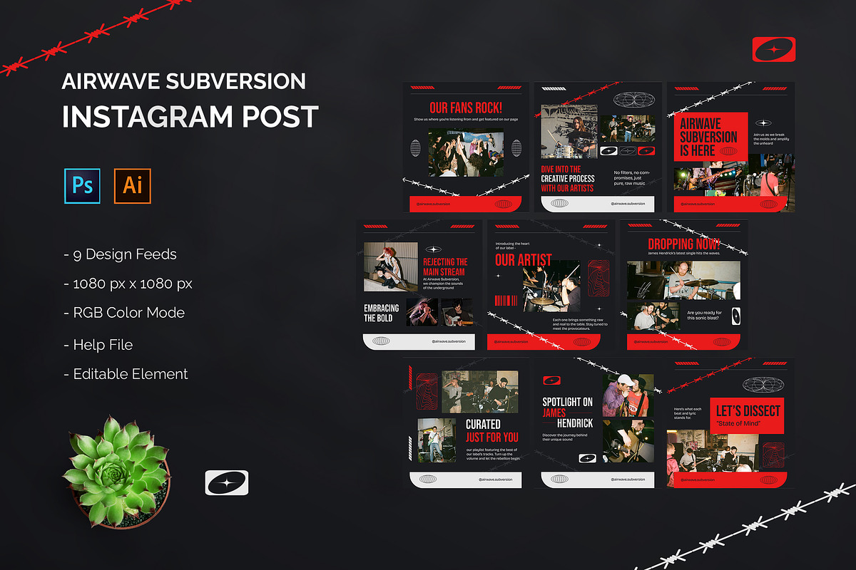 Airwave Subversion - Instagram Post, a Social Media Template by StreaksideStd (Photo 1 of 3)