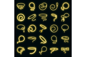 Lasso Icons Set Vector Neon