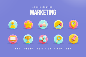 Marketing 3D Icon Pack