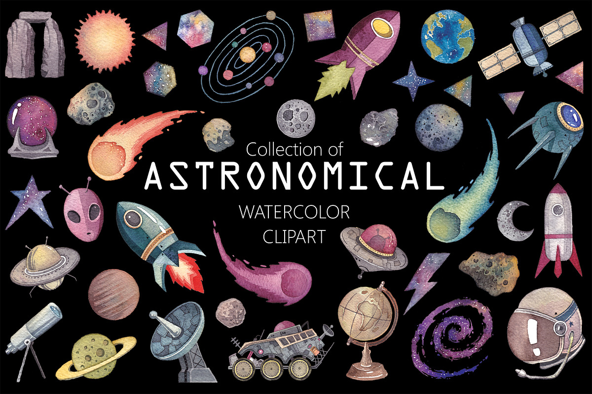 Astronomical (Watercolor Clip art), an Illustration by Soir Creative (Photo 1 of 5)