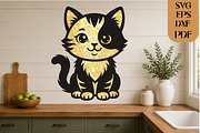 Cute Cat SVG Laser Cut File, an Object Graphic by DreamCafeArt (Thumbnail 3 of 4)