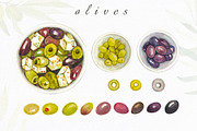 Olives. Watercolor collection, an Illustration by Kuzya's shop (Thumbnail 2 of 8)