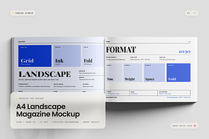 A4 Landscape Magazine Mockup