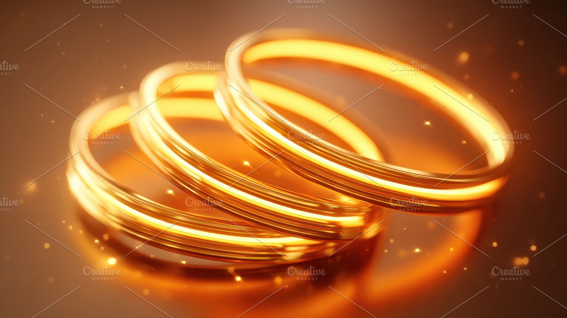 Elegant golden rings with glowing effect, an Abstract Photo by AlyaAnd