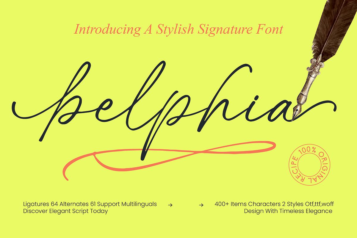 Belphia Stylish Signature Font, a Script Font by Letterena Studios Script (Photo 1 of 10)