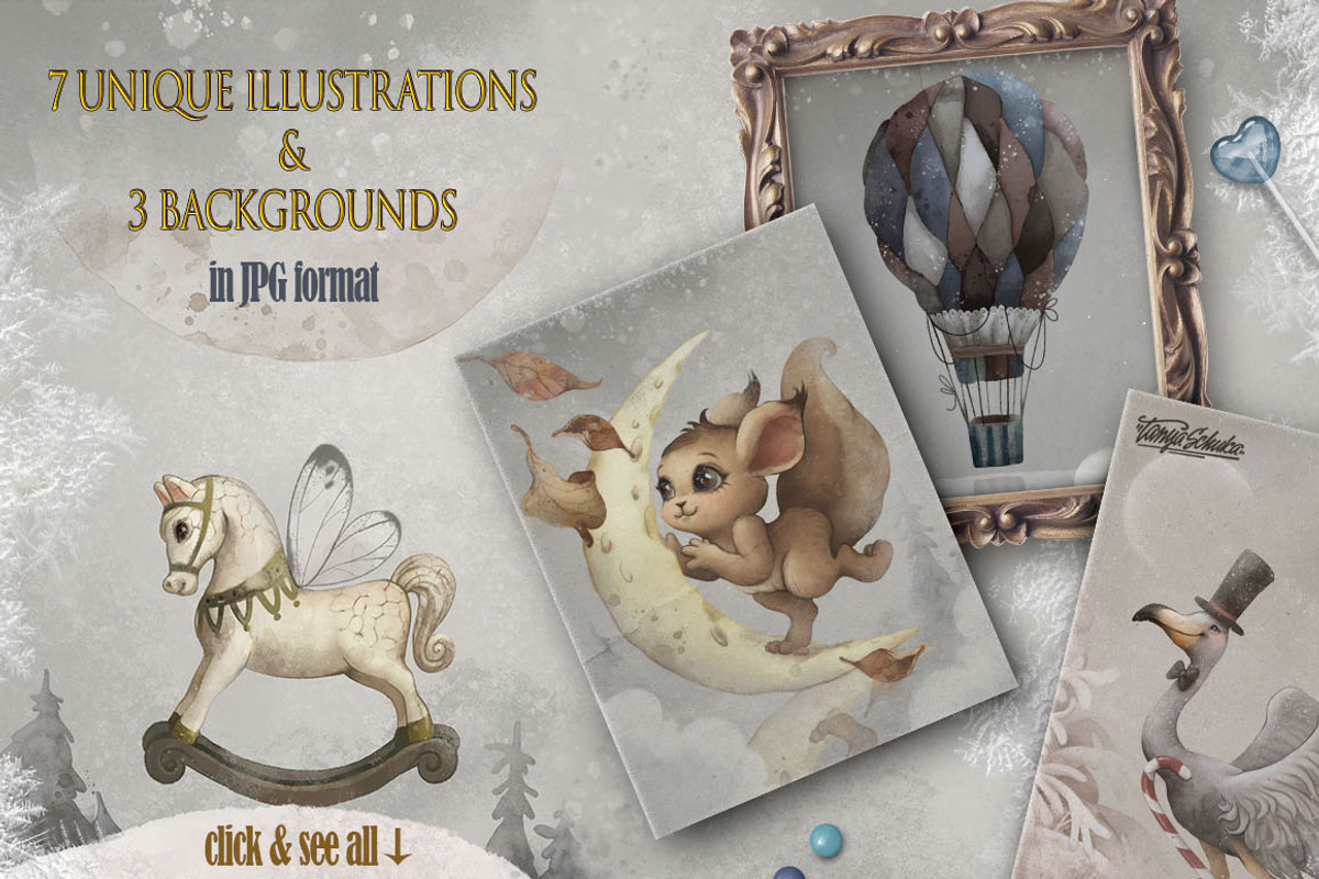 Digital watercolor vintage set, an Animal Illustration by TanyaSchuka (Photo 4 of 5)