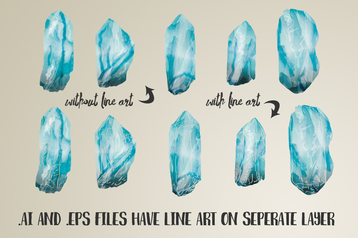 Hand Drawn Watercolor Crystals, an Illustration by Transfuchsian (Photo 3 of 6)