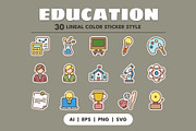 30 EDUCATION LINEAL COLOR STICKER, an Object Graphic by agusrahar (Thumbnail 1 of 4)