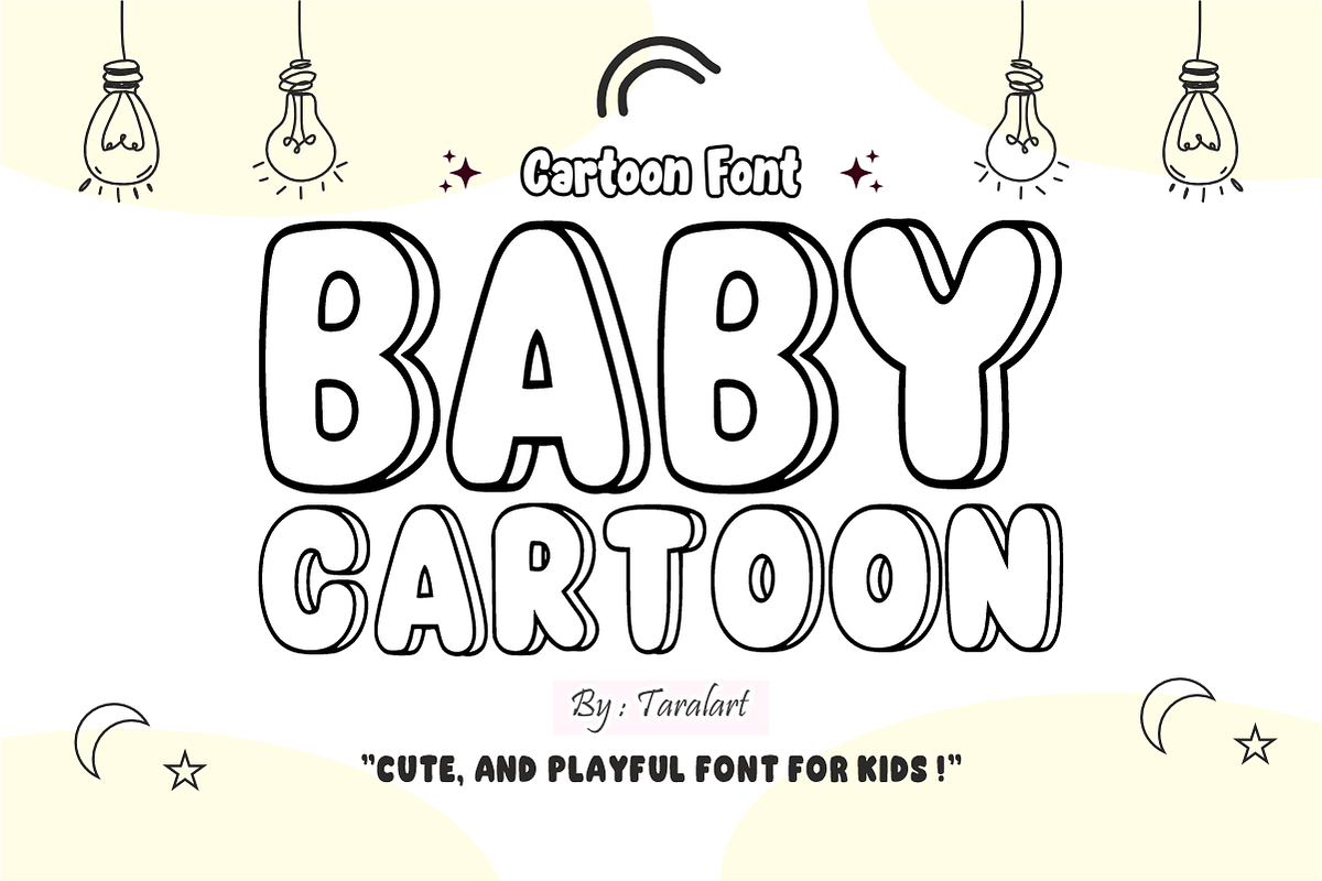 Cotton Wobble - Playful Outline Font, a Sans Serif Font by KiddoGlyphs Studio (Photo 2 of 5)