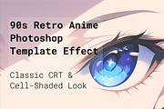 90s Anime Photoshop Template Effect, a Preset Add-On by Mock It Up (Thumbnail 1 of 7)