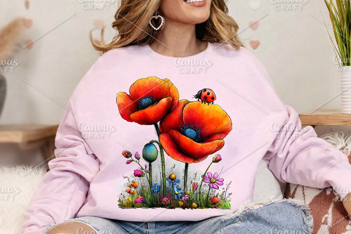 Spring Meadow Poppies Clipart Bundle, an Illustration by Canvas Craft (Photo 4 of 7)