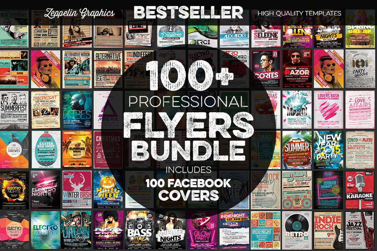 100+ Flyers Bundle + Covers, a Flyer Template by Graphicdome (Photo 1 of 9)