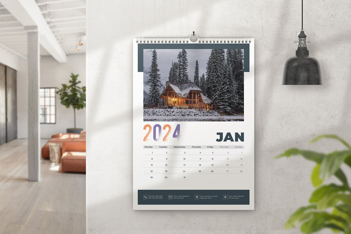 Wall Calendar 2024, a Print Template by Uiparvin (Photo 2 of 2)