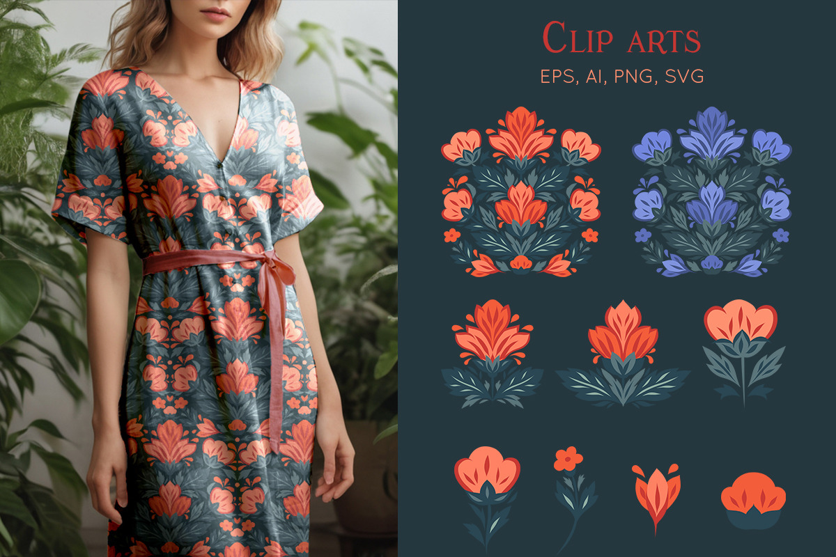 Deco flowers vector set, a Graphic by Veleri (Photo 3 of 6)