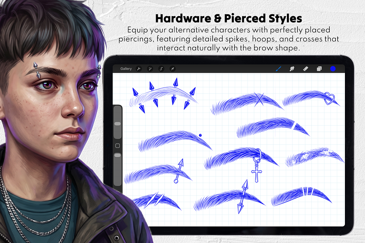 Procreate Eyebrow Stamps, a Brush Add-On by Selentaori Studio (Photo 6 of 12)