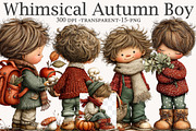 Whimsical Autumn Boy PNG Clipart, an Illustration by Designworld (Thumbnail 1 of 9)