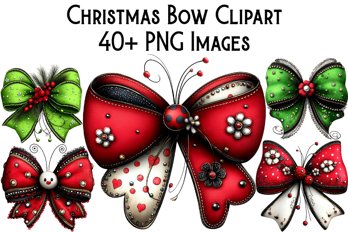 Christmas Bow Clipart Bundle, an Illustration by Pixels.Craft (Photo 1 of 6)