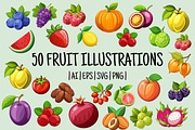 50 Fruit Illustration Pack, an Illustration by Riswan Ratta (Thumbnail 1 of 6)