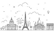 Paris Architecture Line Skyline, an Outline Icon by Tettygreen (Thumbnail 1 of 3)