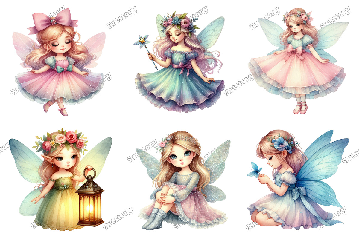 Watercolor Fairy Clipart, an Illustration by designcity5 (Photo 2 of 5)