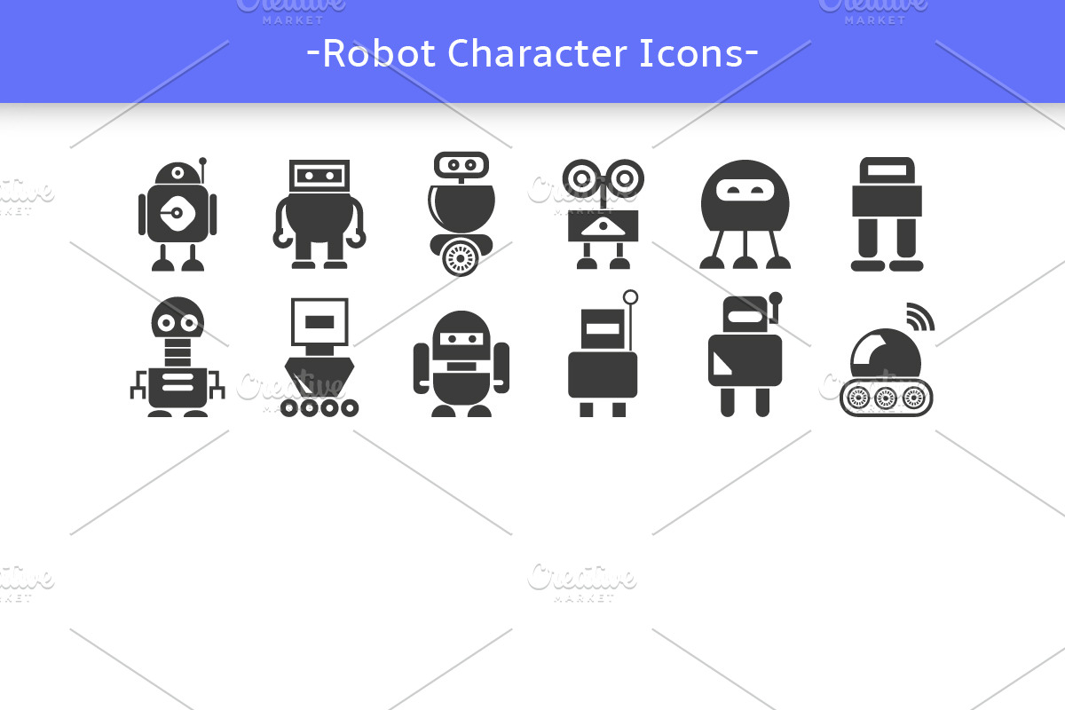 84 Robot Character Icons Set, an Icon by Designfour