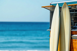 Truck parked near the beach with surfboards ready for a fun day in the sun, a Sports & Recreation Photo by AlyaAnd
