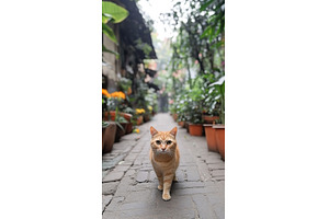 Ginger tabby cat walks towards the, an Animal Photo by Lermont51