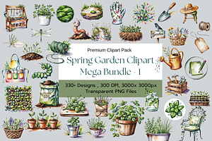 Spring Garden Clipart Mega Bundle 1, an Object Illustration by Daffodil Dream Studio