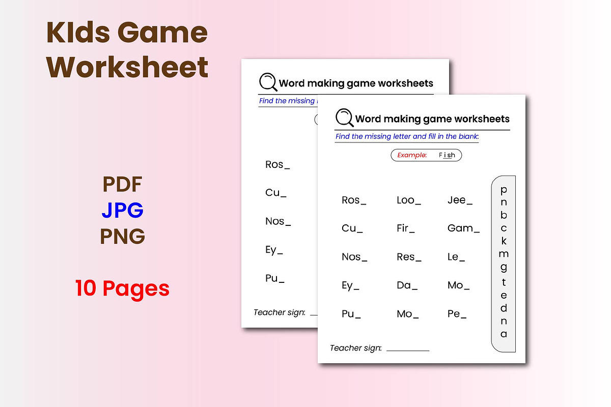Word making game worksheets, a Graphic by Hitubrand