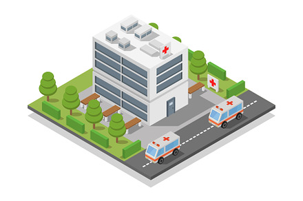 Isometric Hospital, an Illustration by Mark1987