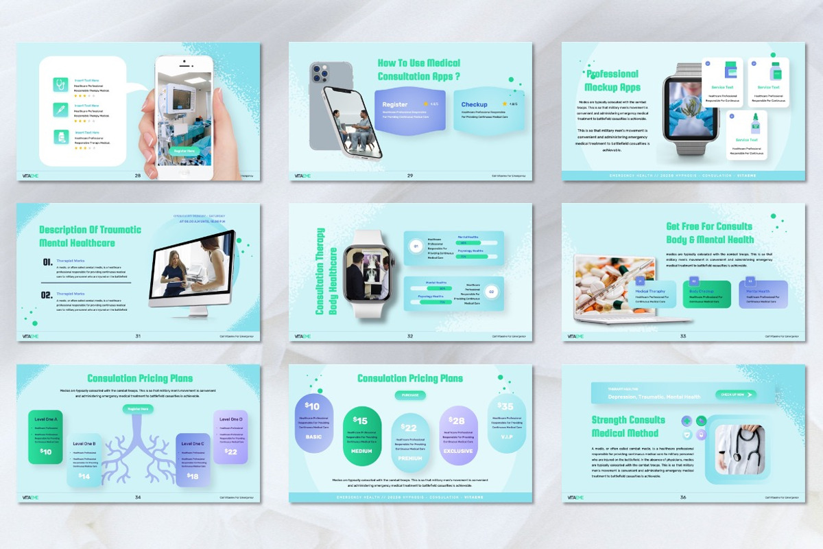 Vitaeme - Modern Health Powerpoint, a Presentation Template by Dhabee (Photo 8 of 8)